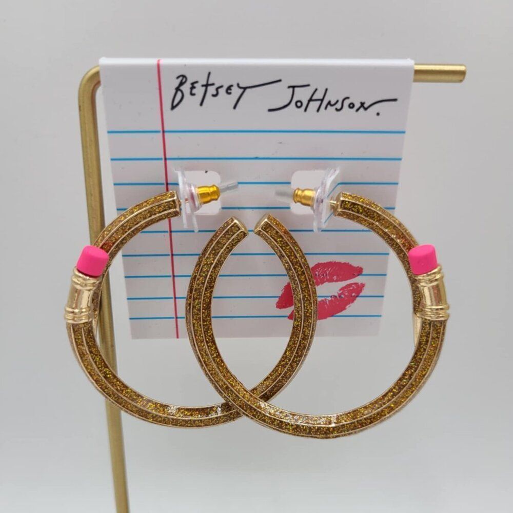 Betsey Johnson Book Smart Pencil Hoop Earrings NWT!  NEW!
